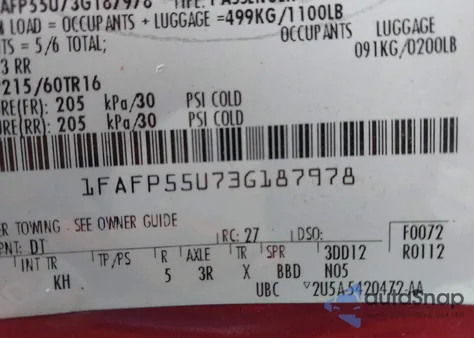 2003 Ford Taurus Ses z USA, uszkodzony, nr VIN 1FAFP55U73G187978